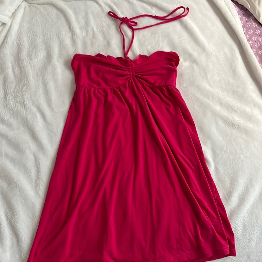 Hot pink halter dress